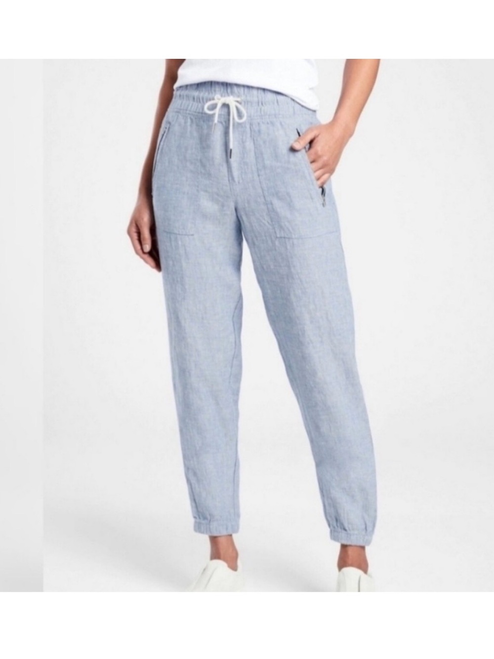 Athleta Light Blue Drawstring Jogger Pants